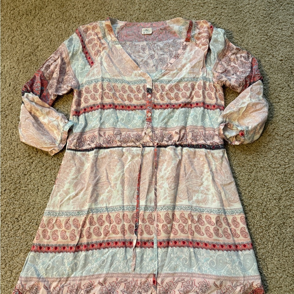 O'Neill Pink and White Paisley Dress
